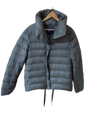 Zara Woman Womens S Gray Down Puffer Jacket High Collar Lightweight Packable